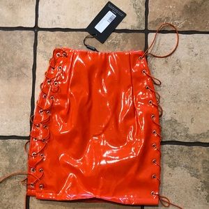 Neon Orange lace up skirt